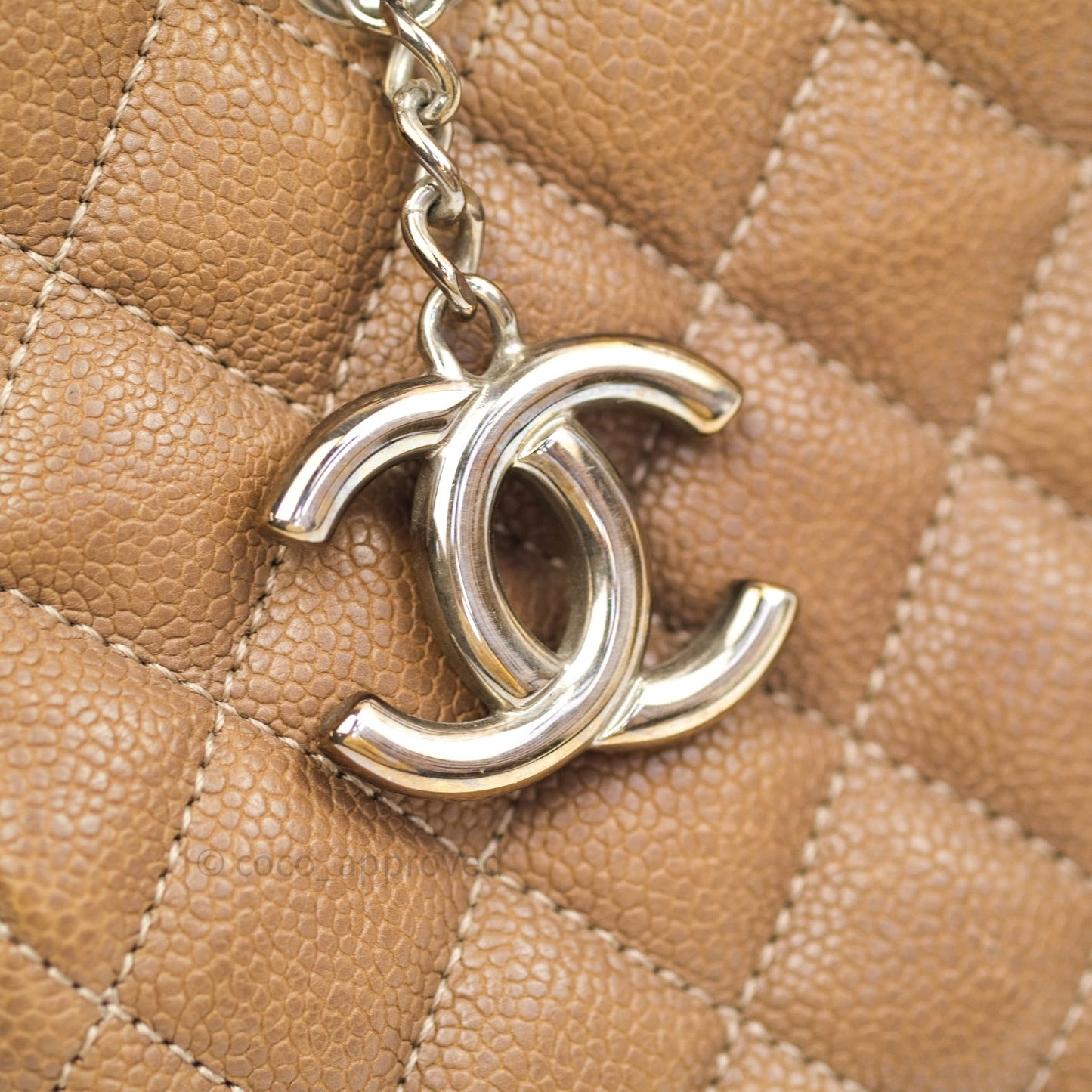 Chanel Mademoiselle Bowling Medium Light Brown Caviar Leather Silver Hardware