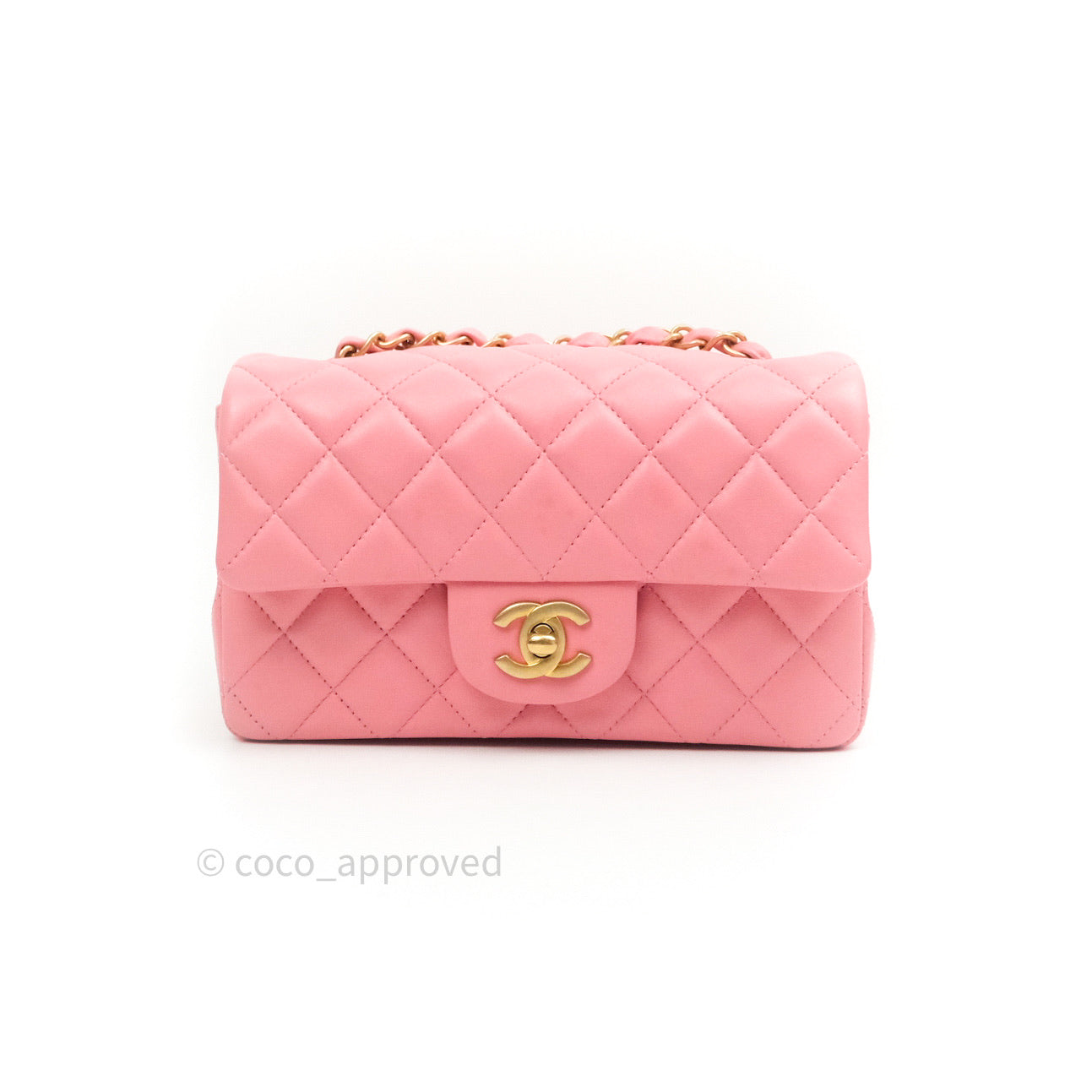 Chanel Quilted Mini Rectangular Pink Lambskin Gold Hardware