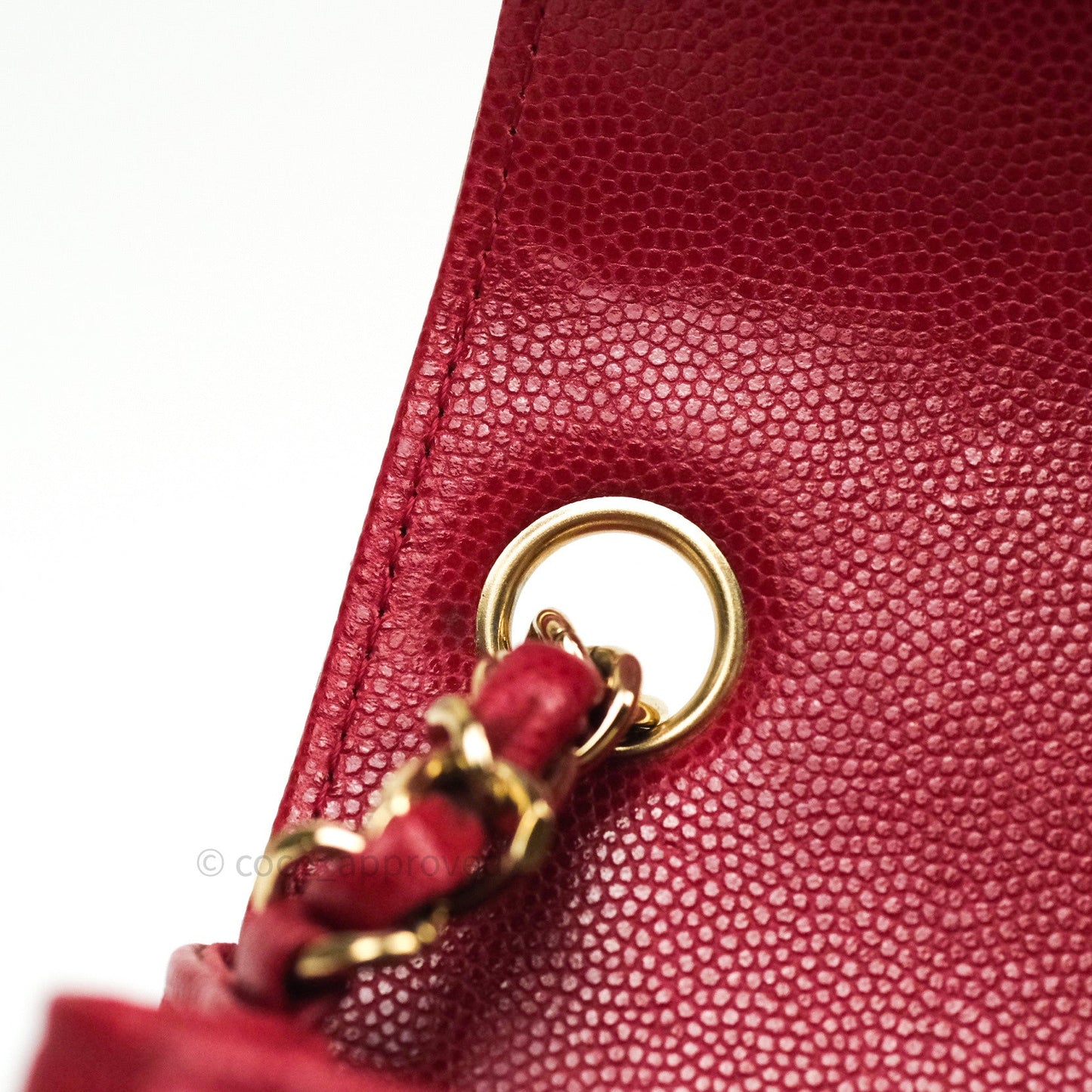 Chanel Mini Square Red Chevron Caviar Gold Hardware