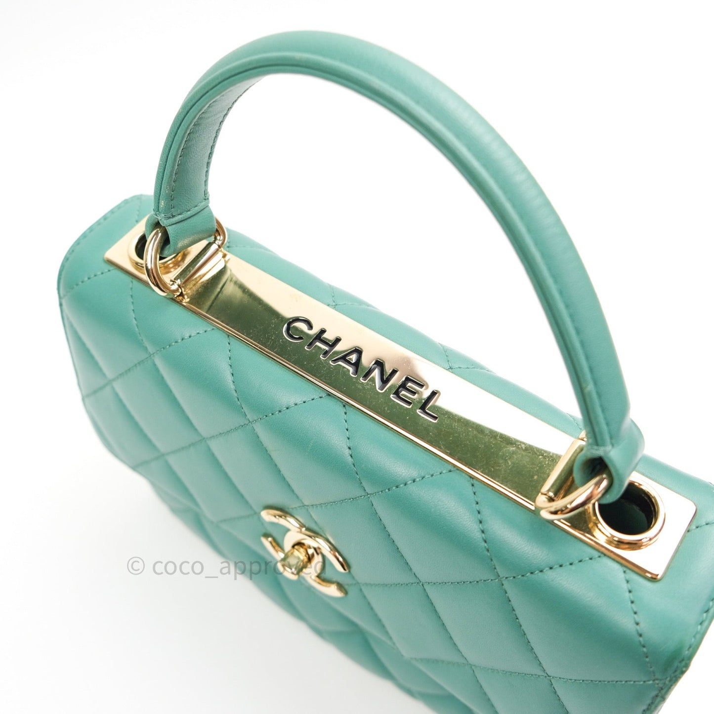 Chanel Lambskin Quilted Small Trendy CC Flap Handle Bag Light Green