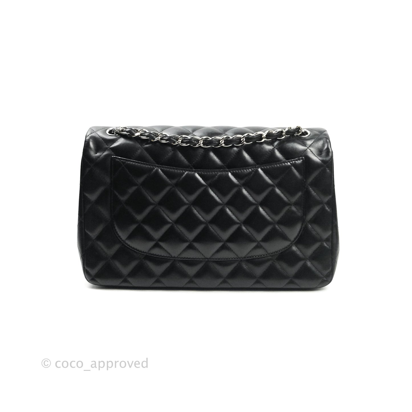 Chanel Jumbo Double Flap Bag Black Lambskin Silver Hardware⁣⁣