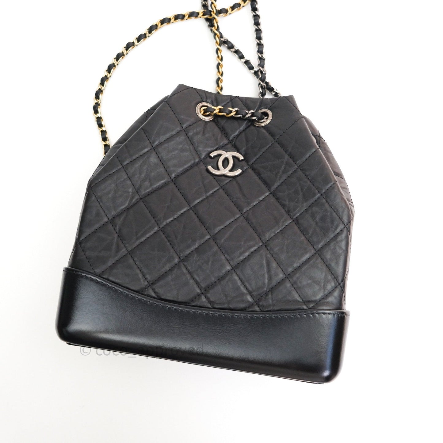 Chanel Gabrielle Backpack Black Aged Calfskin Small Black