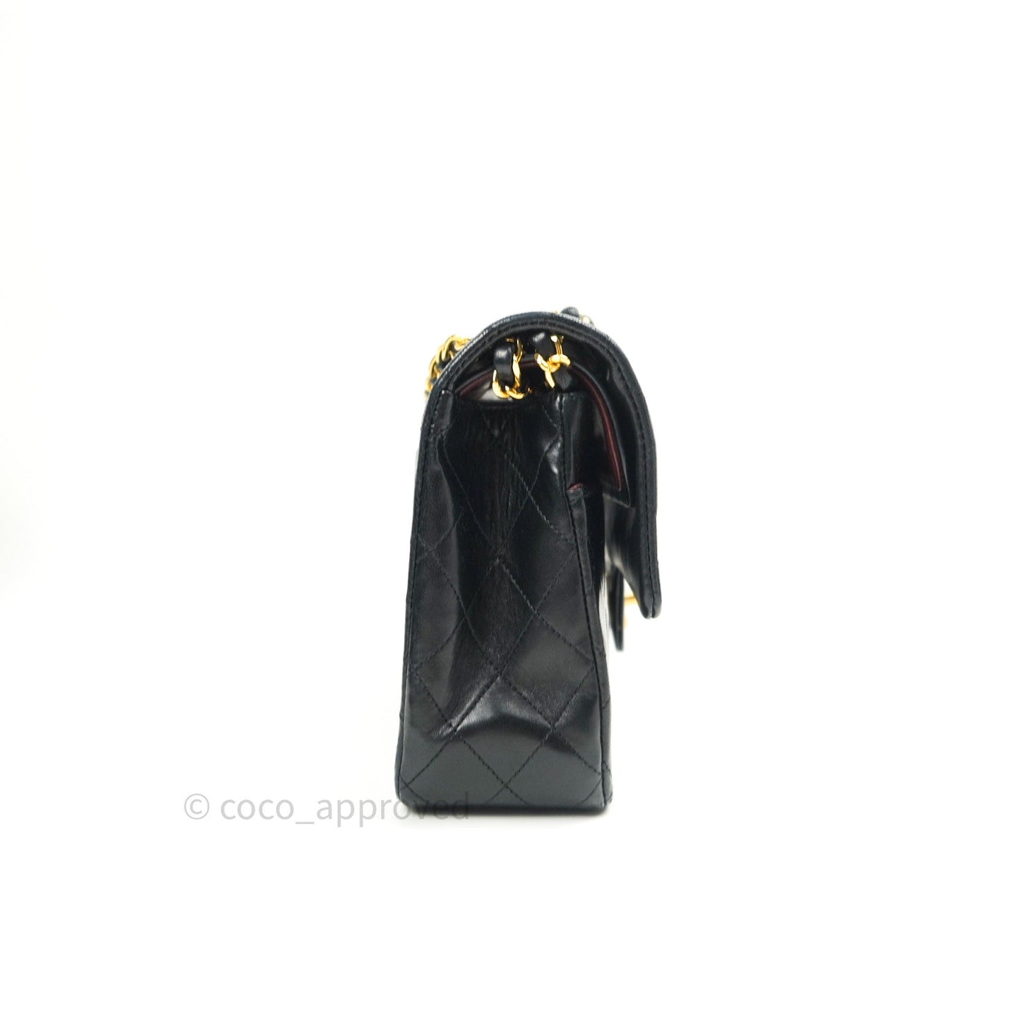 Chanel Classic Vintage M/L Medium Double Flap Bag Black Lambskin 24K Gold Hardware