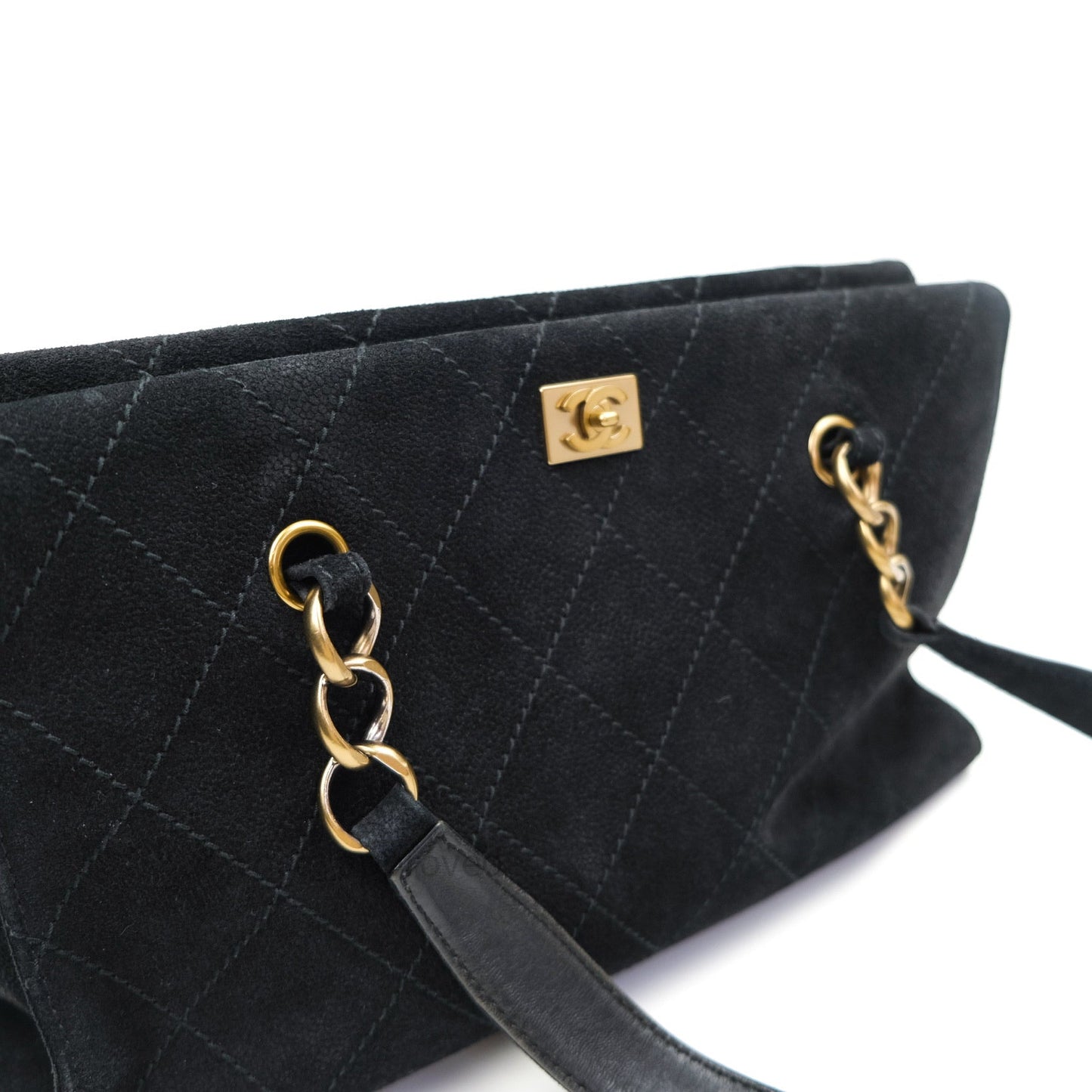 Chanel Vintage Tote Bag Black Gold Hardware