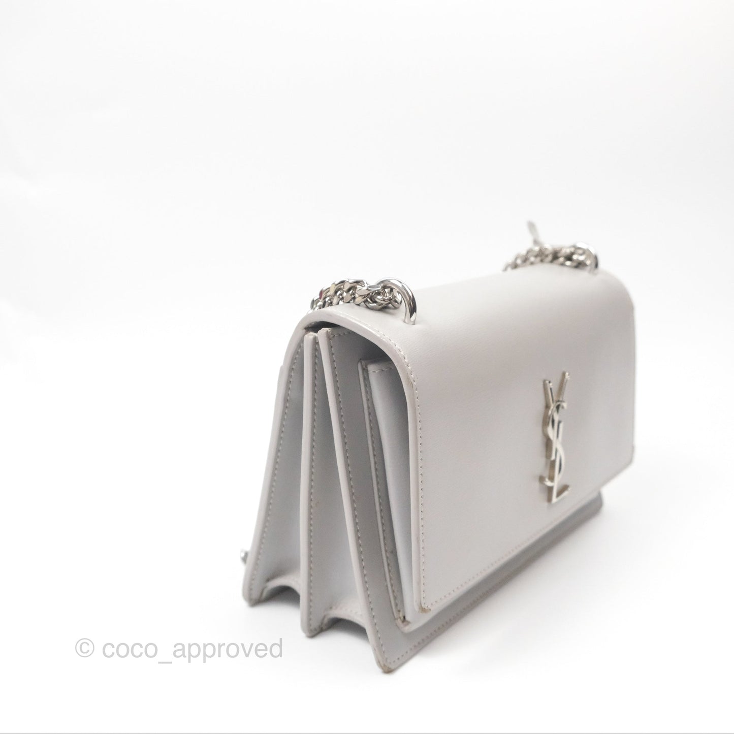 Saint Laurent Sunset Medium Light Grey Calfskin Silver Hardware