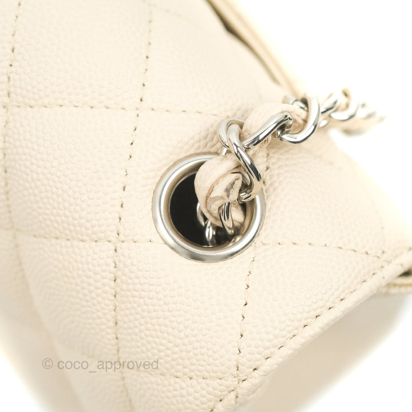 Chanel Quilted Mini Rectangular Ivory Caviar Silver Hardware