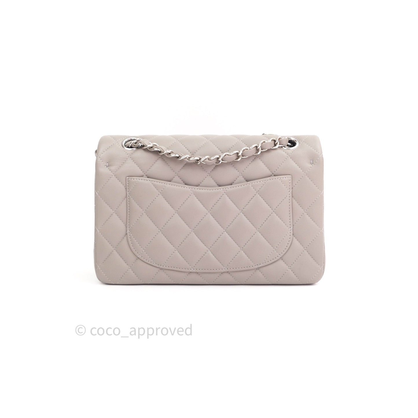 Chanel Classic Small S/M Flap Grey Lambskin Silver Hardware