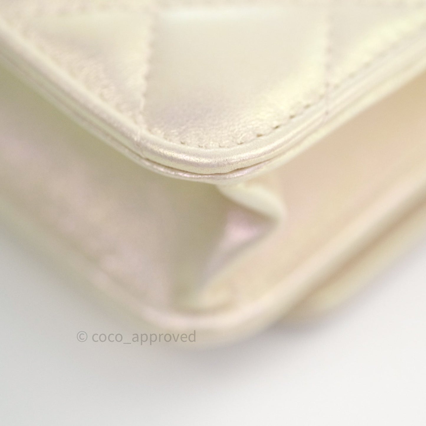 Chanel Quilted Wallet on Chain WOC Iridescent Ivory Gold Hardware 20A