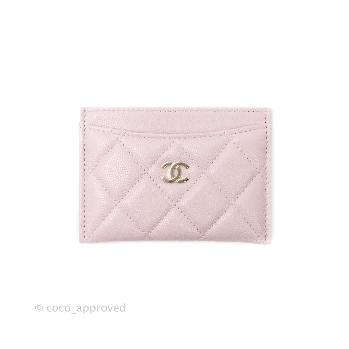 Chanel Quilted Classic Lilac Rose Clair Caviar Gold Hardware Flat Card Holder 21S