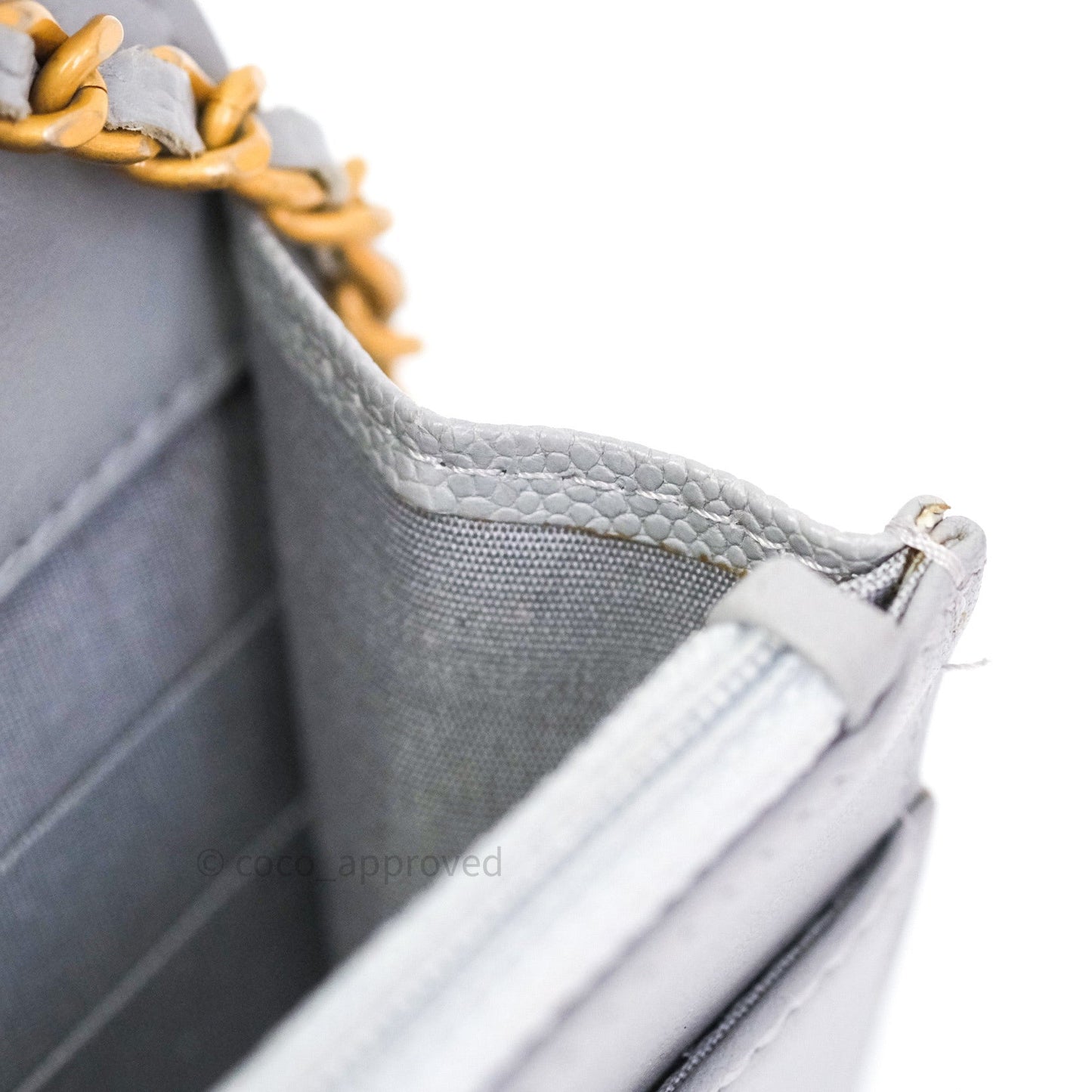 Chanel Quilted Boy Wallet on Chain WOC Grey Caviar Gold Hardware