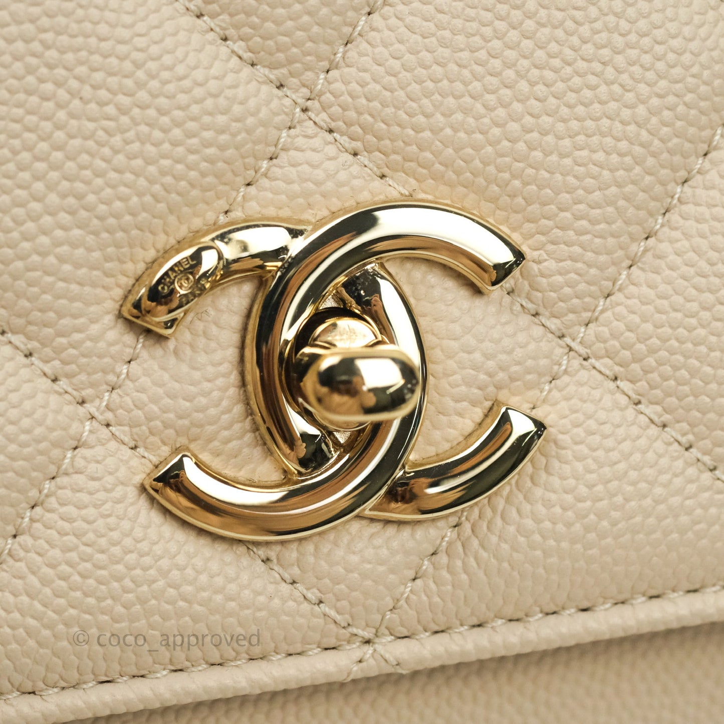 Chanel Quilted Medium Business Affinity Flap Beige Caviar Gold Hardware