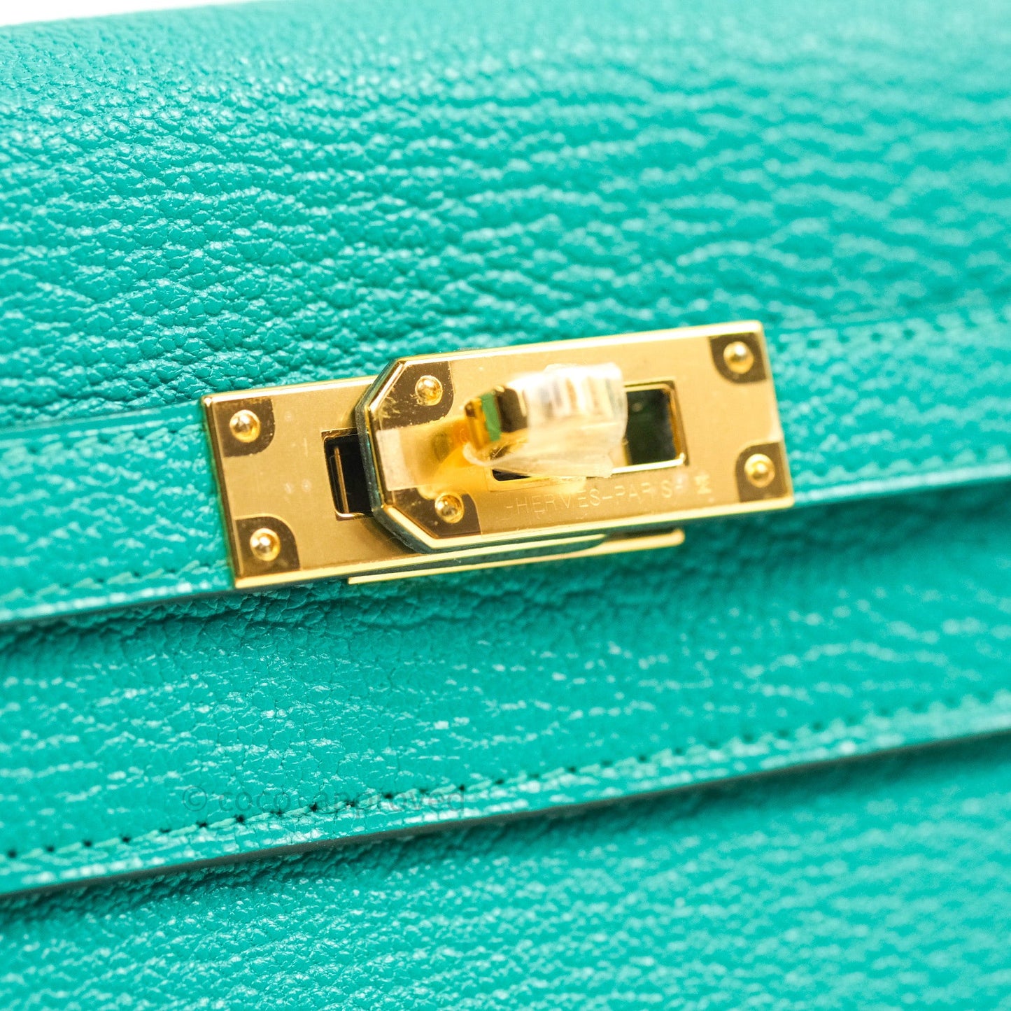 Hermès Chevre Mysore Kelly Wallet Vert Verone Gold Hardware