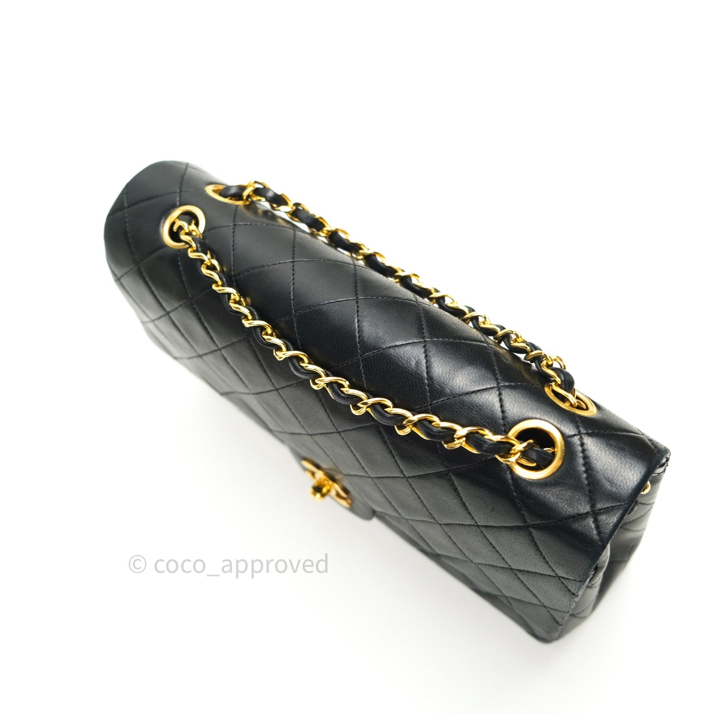Chanel Classic Vintage M/L Medium Double Flap Bag Black Lambskin 24K Gold Hardware