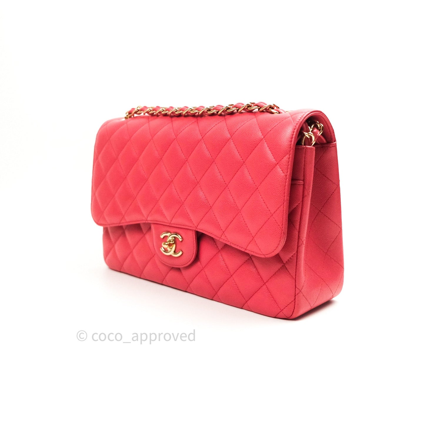 Chanel Classic Jumbo Double Flap Pink Caviar Gold Hardware⁣⁣ 17C