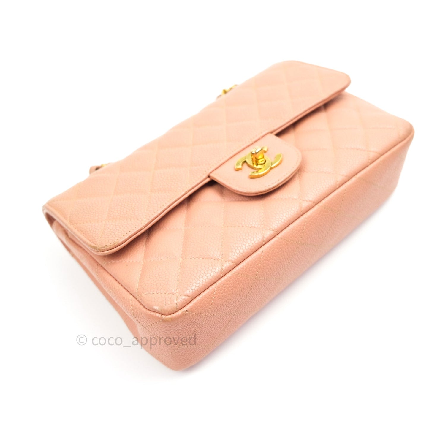 Chanel Vintage Classic Double Flap S/M Small Peach Beige 24K Gold Hardware