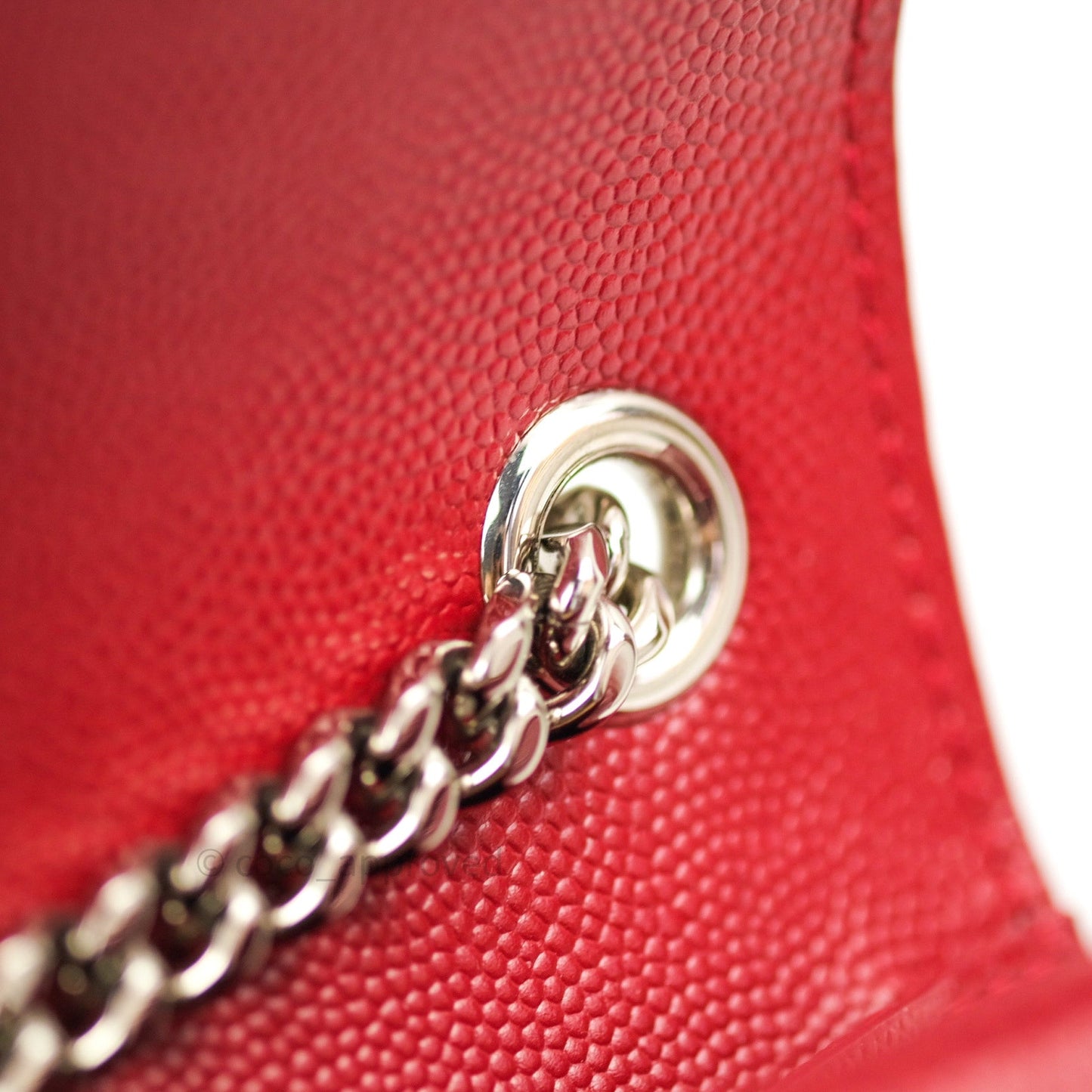 Saint Laurent Grained Calfskin Small Classic Monogram Kate Tassel Satchel Red