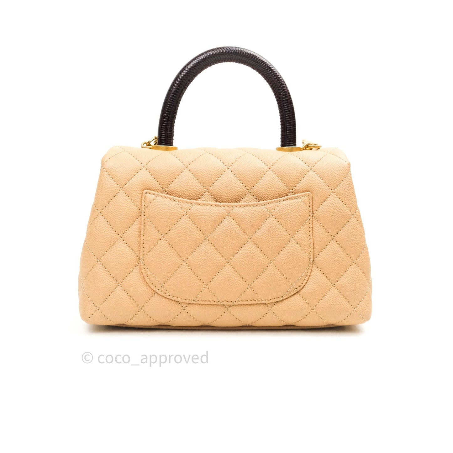 Chanel Mini Coco Handle Quilted Beige Caviar Gold Hardware Lizard Embossed Handle