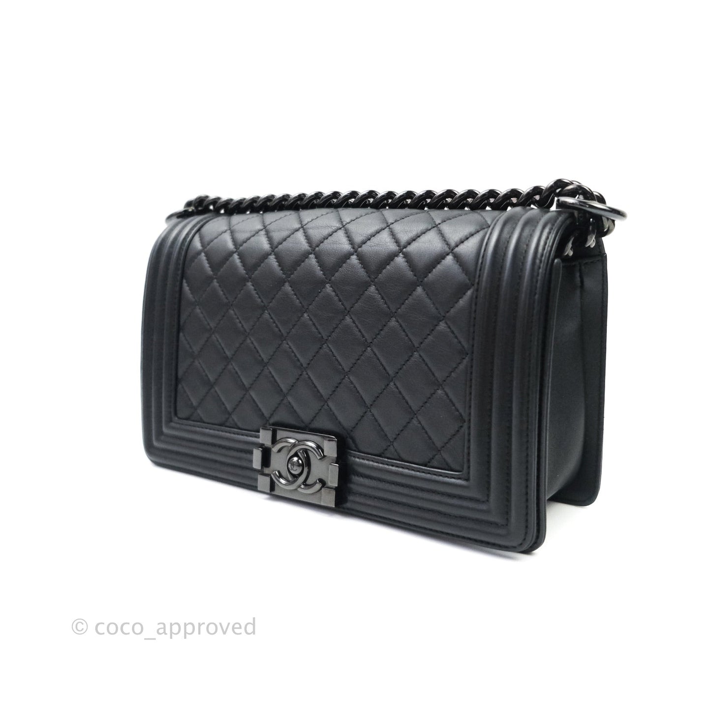 Chanel Quilted Medium Calfskin Boy Flap So Black Hardware