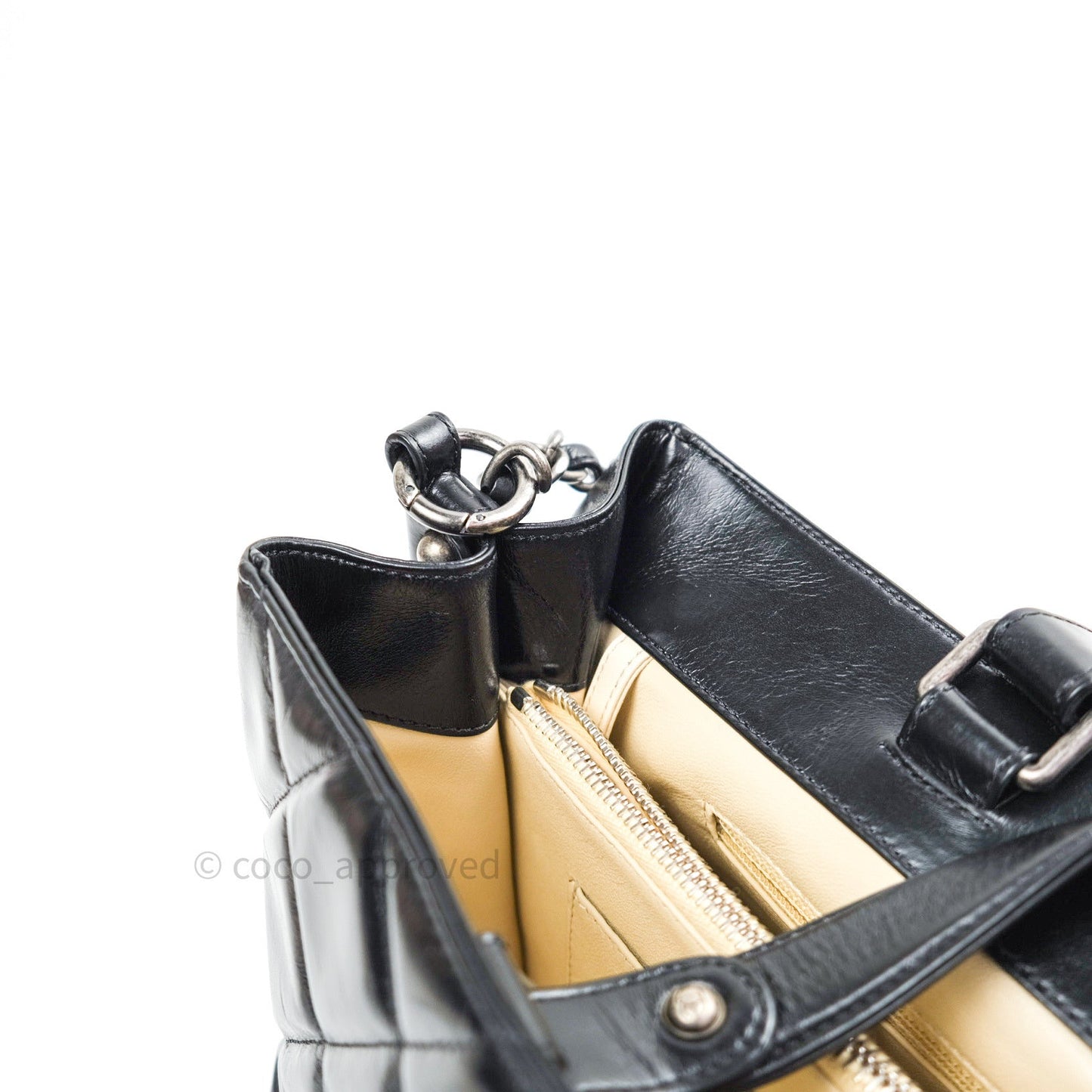 Chanel Boy Glazed Calfskin Tote Bag Black Ruthenium Hardware