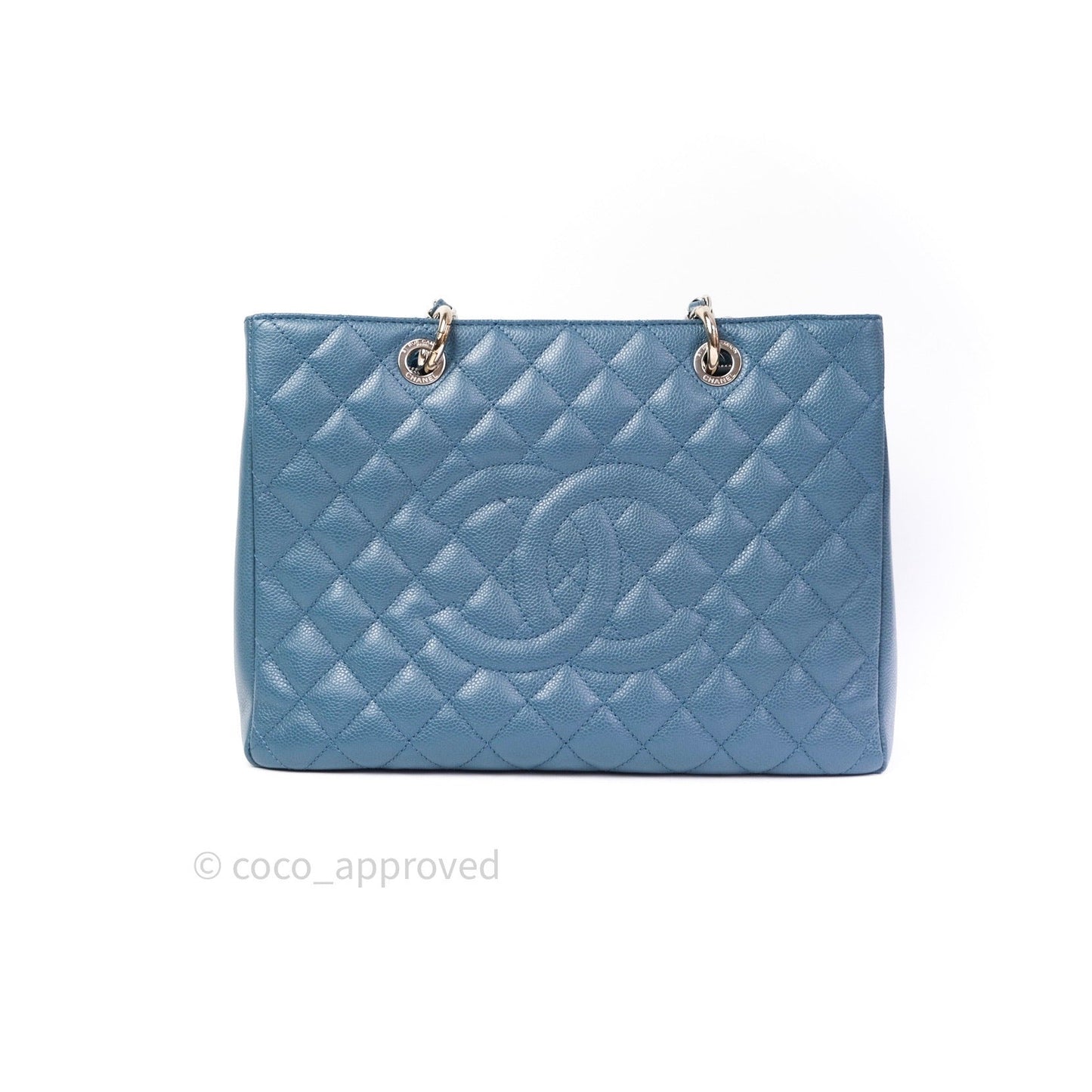 Chanel GST Grand Shopping Tote Blue Caviar Silver Hardware