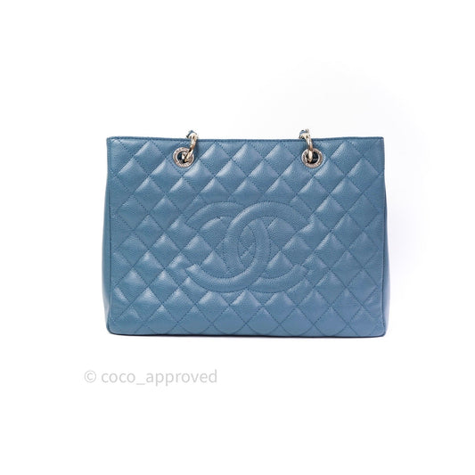 Chanel GST Grand Shopping Tote Blue Caviar Silver Hardware