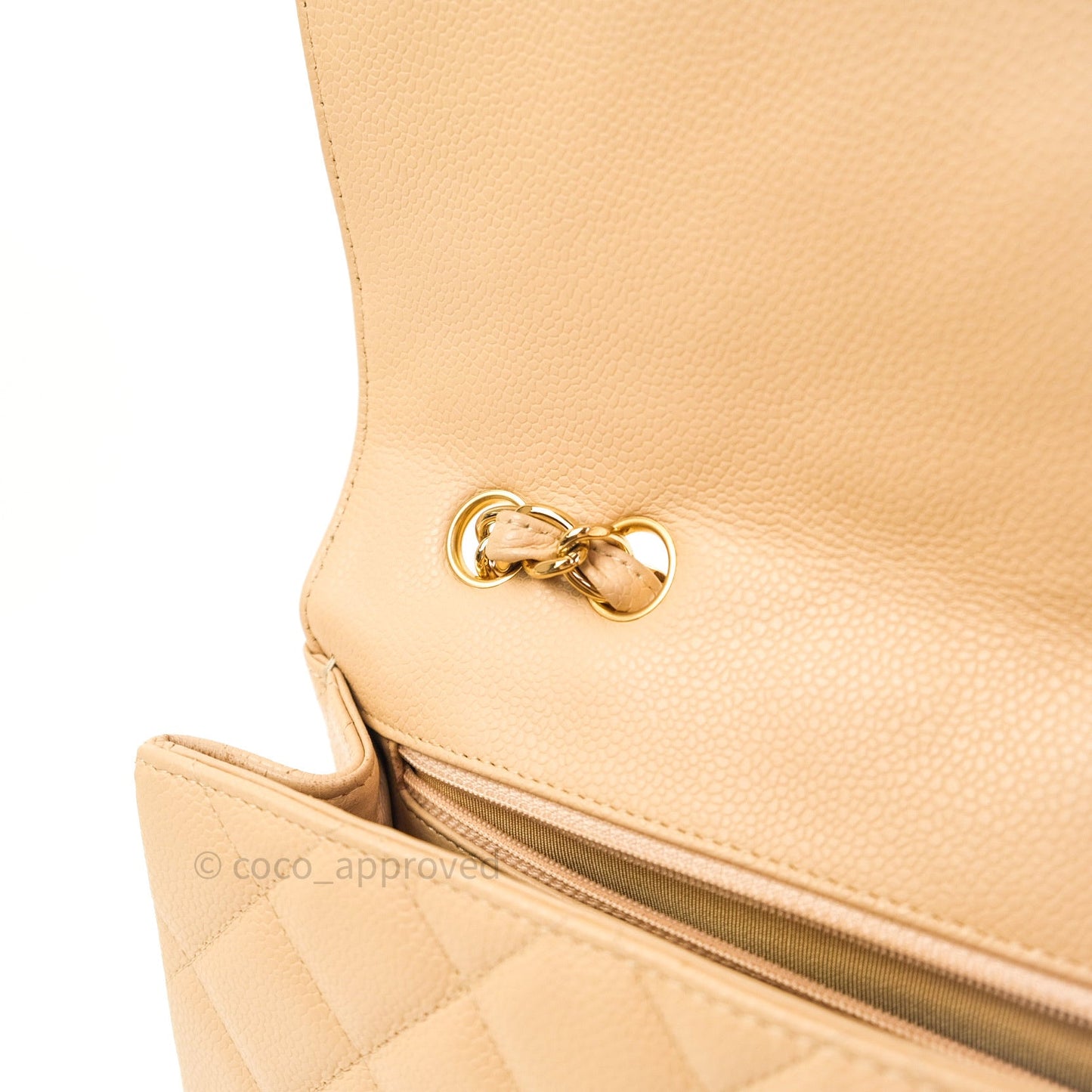 Chanel Classic Jumbo Single Flap Beige Caviar Gold Hardware⁣⁣