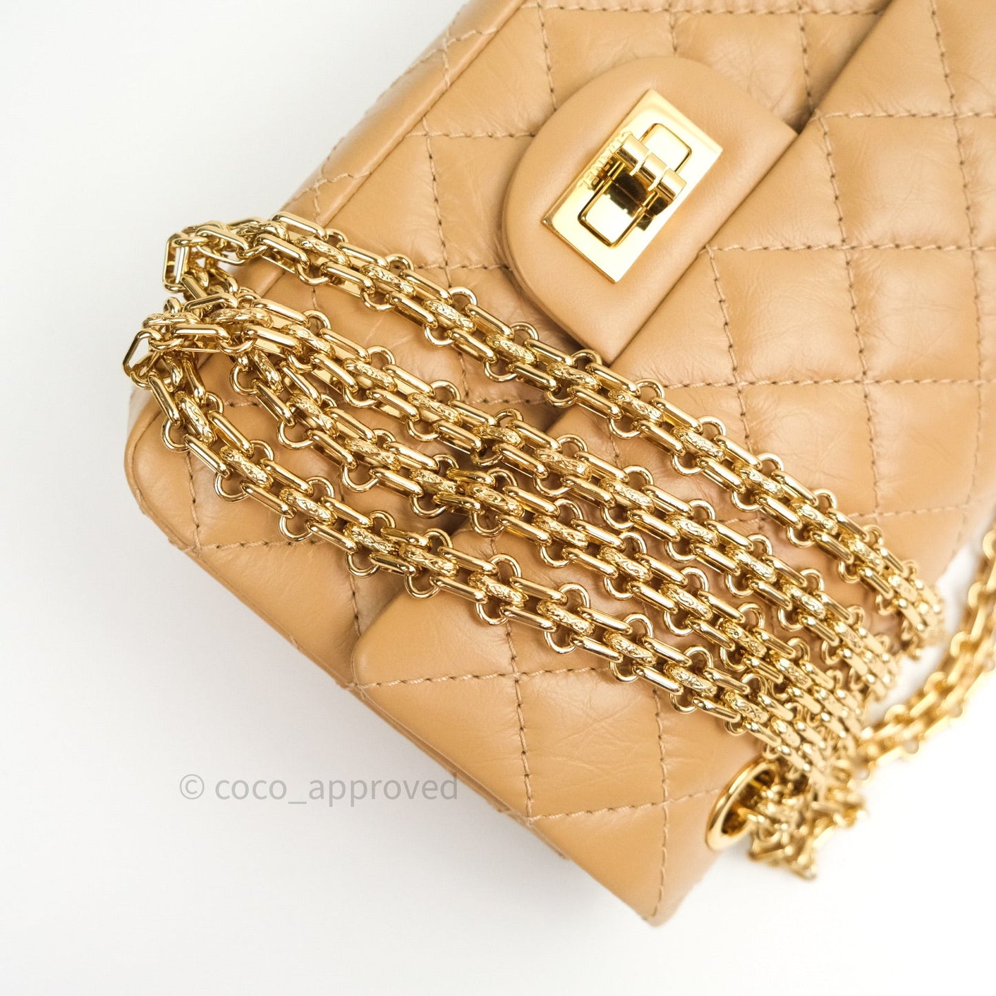 Chanel Mini Reissue 224 Beige Aged Calfskin Gold Hardware