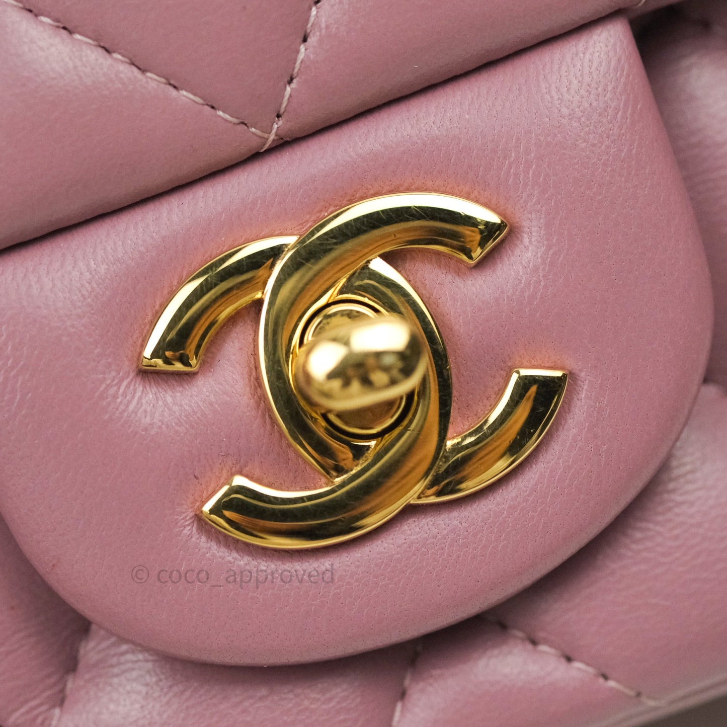 Chanel Quilted Mini Rectangular Pink Lambskin Gold Hardware