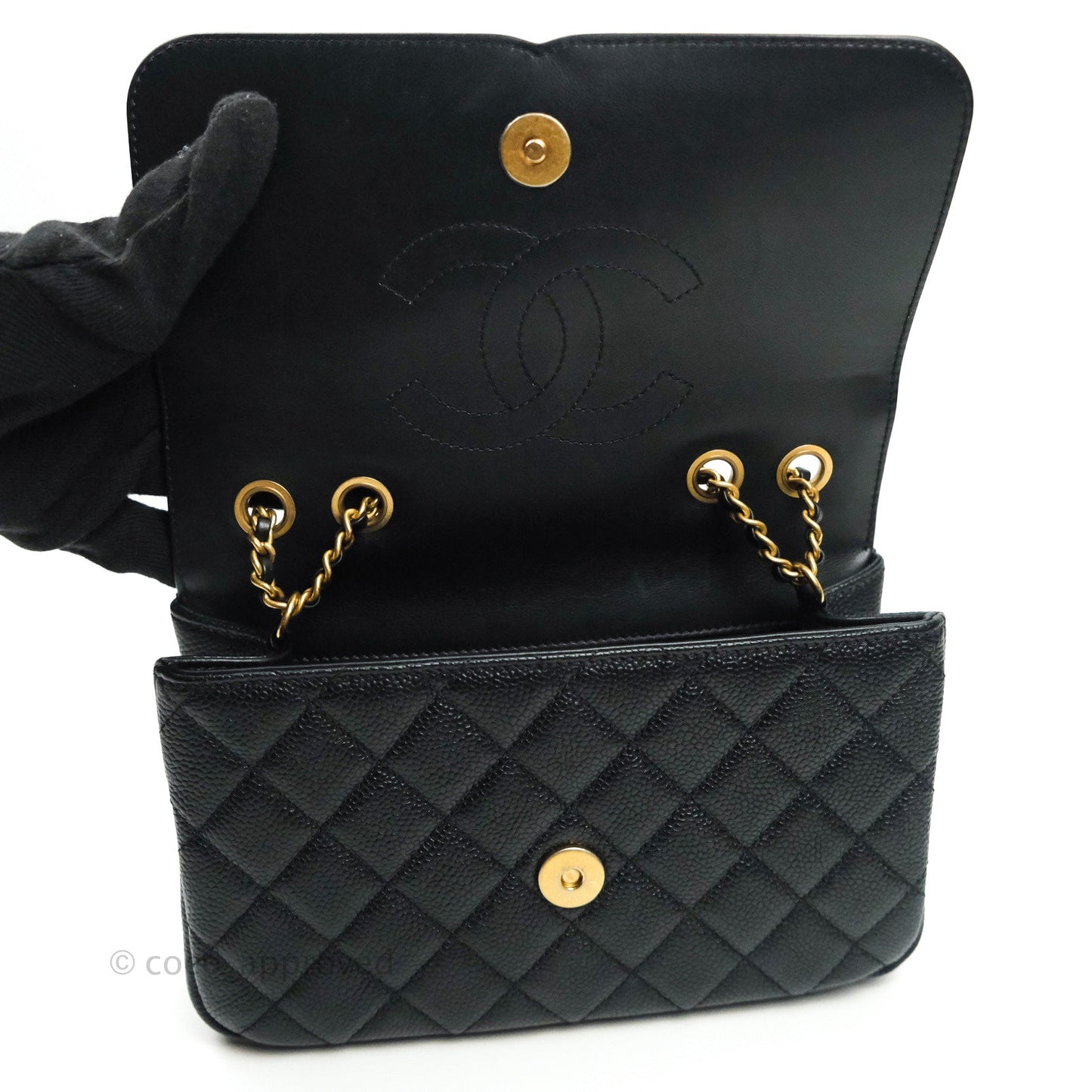Chanel Quilted Small CC Filigree Flap Black Caviar