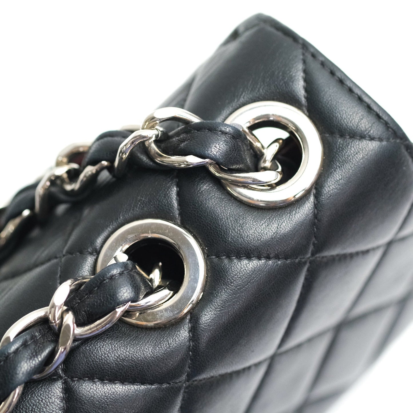 Chanel Classic Vintage Jumbo Single Flap Black Lambskin Silver Hardware