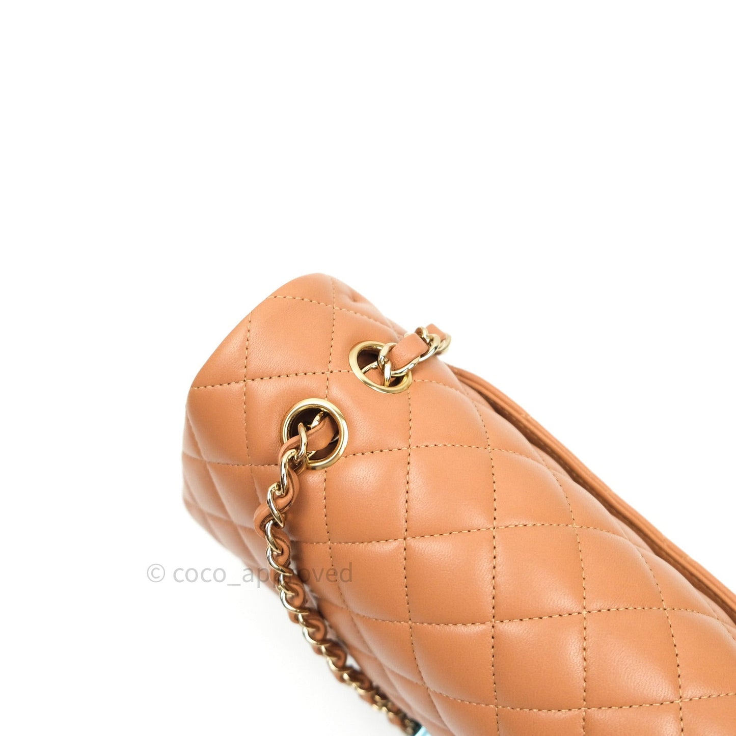 Chanel Classic M/L Medium Flap Quilted Dark Beige Caramel Lambskin Gold Hardware 21P