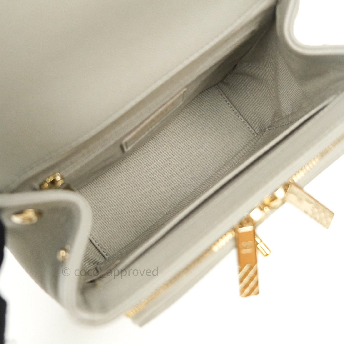 Chanel Quilted Small Business Affinity Flap Grey Caviar Light Gold Hardware