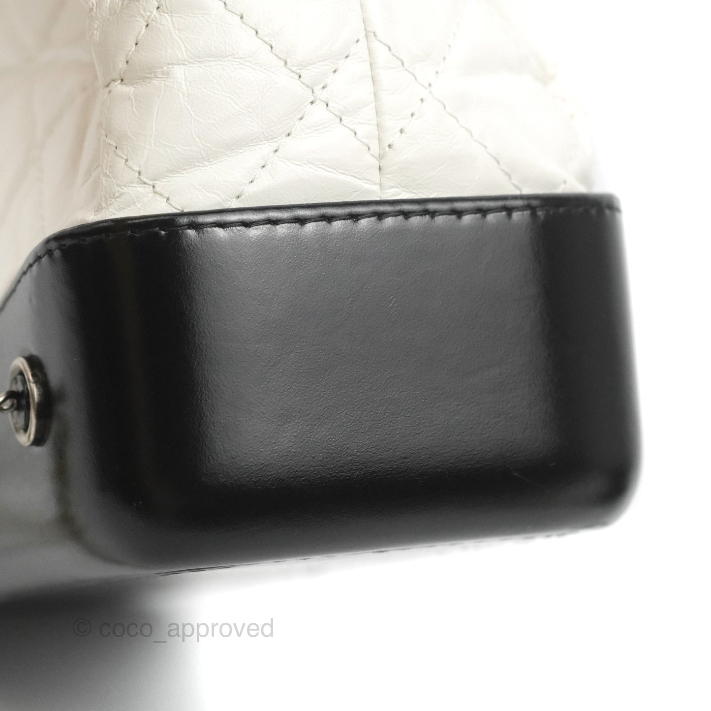 Chanel Small Gabrielle Backpack White Black Aged Calfskin