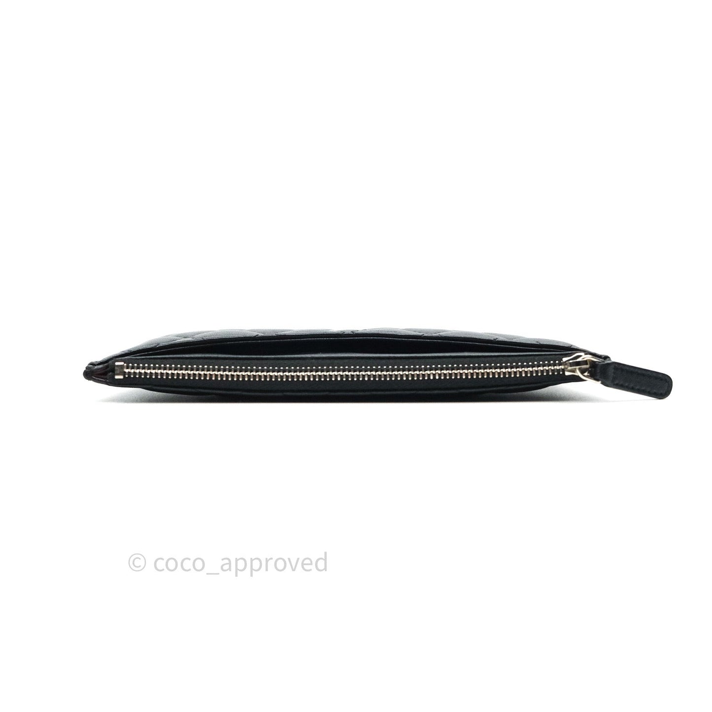 Chanel O Case Phone Case Pouch Card Holder Black Lambskin Silver Hardware