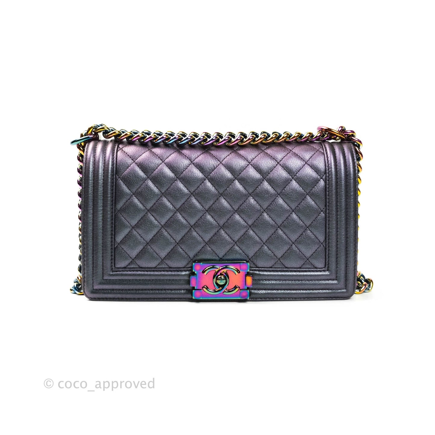 Chanel Purple Mermaid Iridescent Medium Calfskin Boy Bag