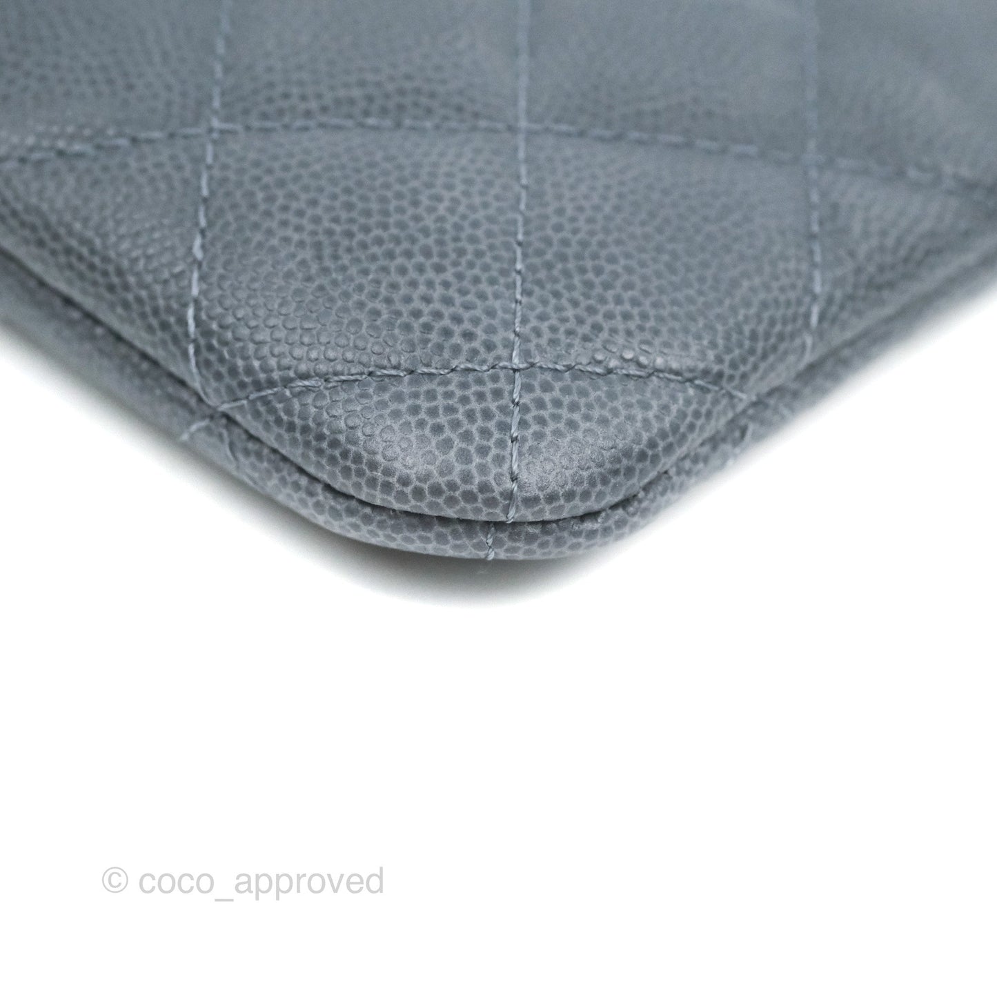 Chanel Quilted Mini O Case Dark Grey Blue Caviar Ruthenium Hardware