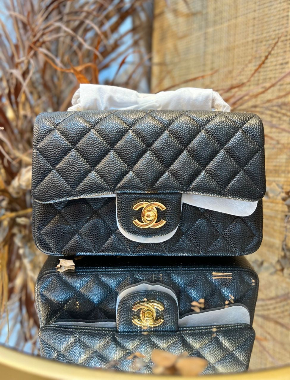 Luxury Chanel RECTANGULAR MINI CAVIAR BLACK
