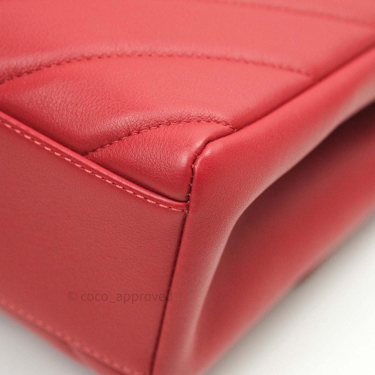 Chanel Quilted Chevron In The City Bag Red Calfskin Gold Hardware