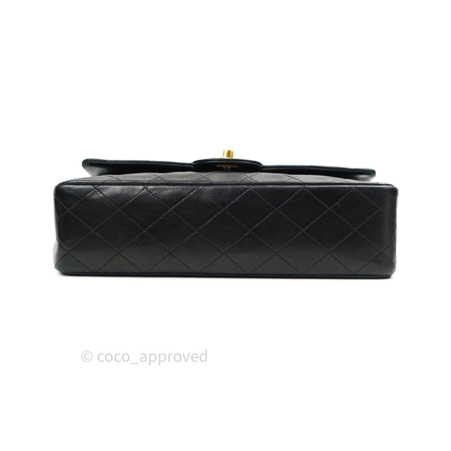 Chanel Classic Vintage Double Flap M/L Black Lambskin Gold Hardware