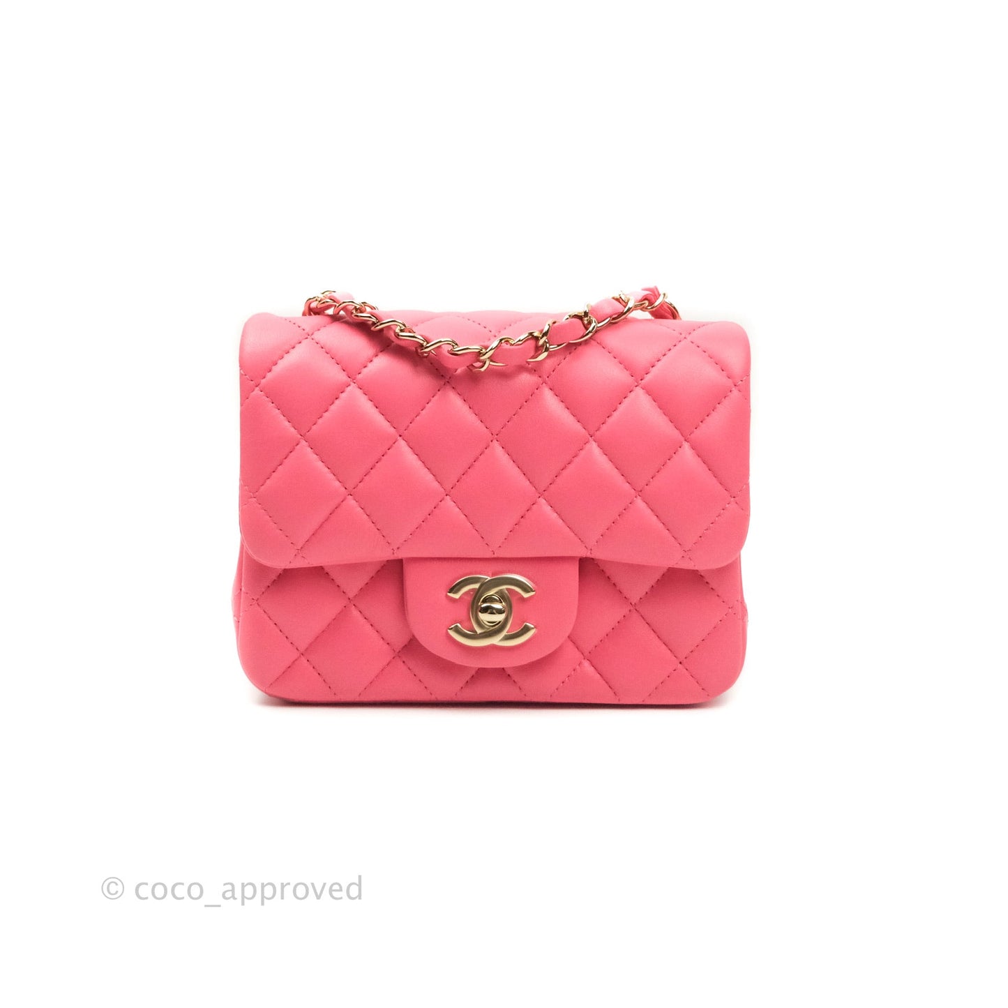 Chanel Mini Square Pink Lambskin Gold Hardware