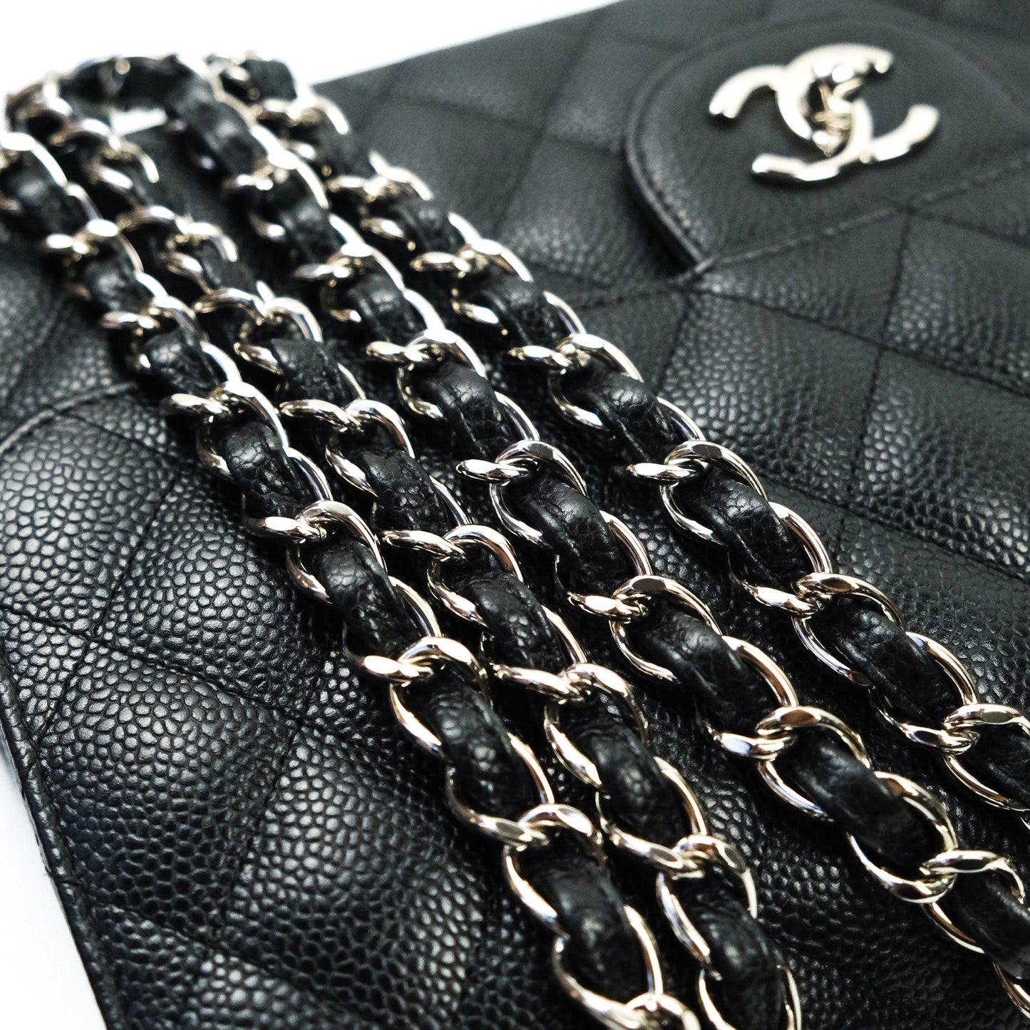 Chanel Classic Jumbo Double Flap Black Caviar Silver Hardware⁣⁣