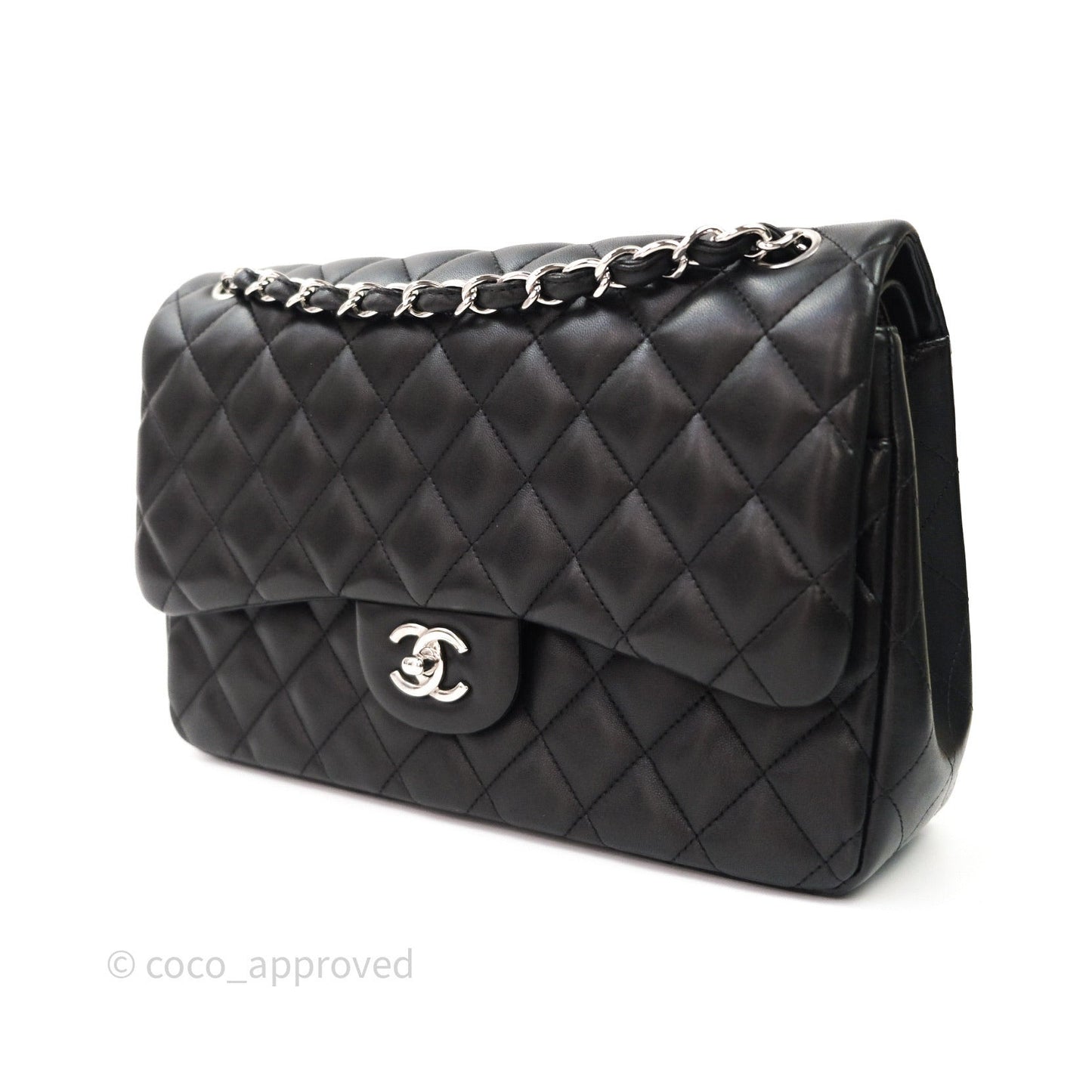 Chanel Jumbo Double Flap Black Lambskin Silver Hardware⁣⁣