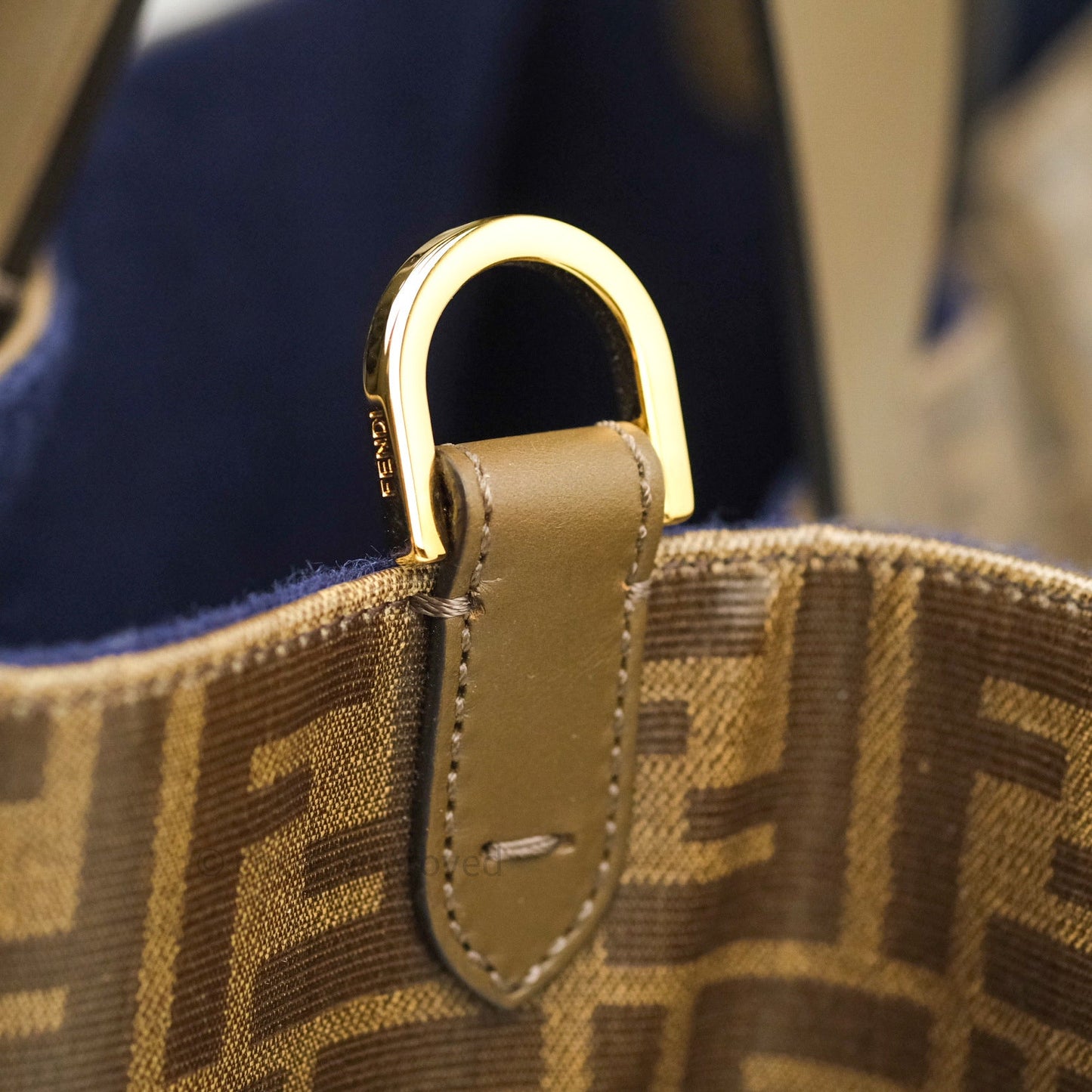 Fendi Zucca Coated Canvas Mania Shopping Tote Tobacco Blue