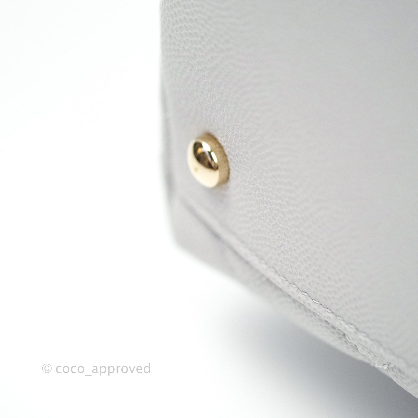Chanel Small Coco Handle Quilted Light Grey Light Gold Hardware