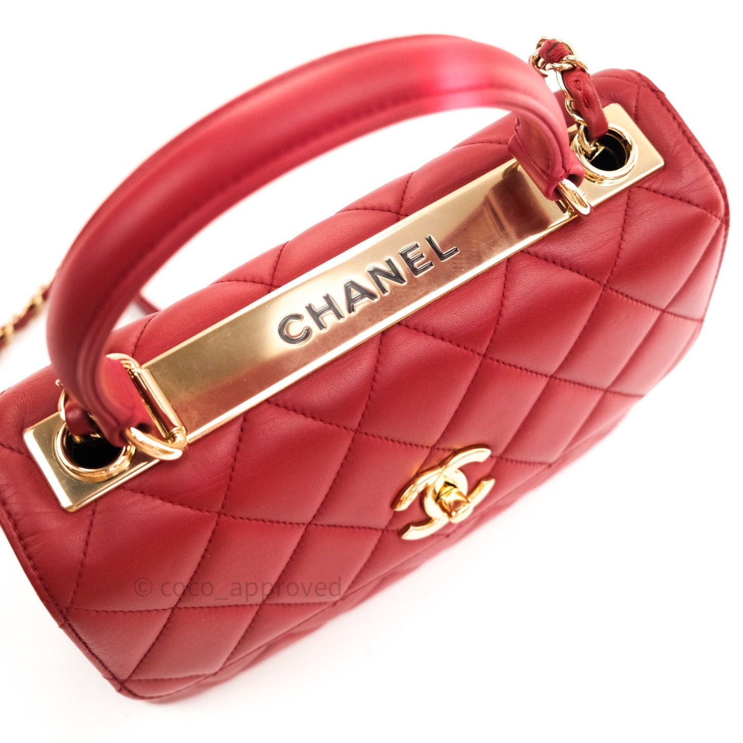 Chanel Quilted Small Trendy CC Flap Bag Red Lambskin Gold Hardware