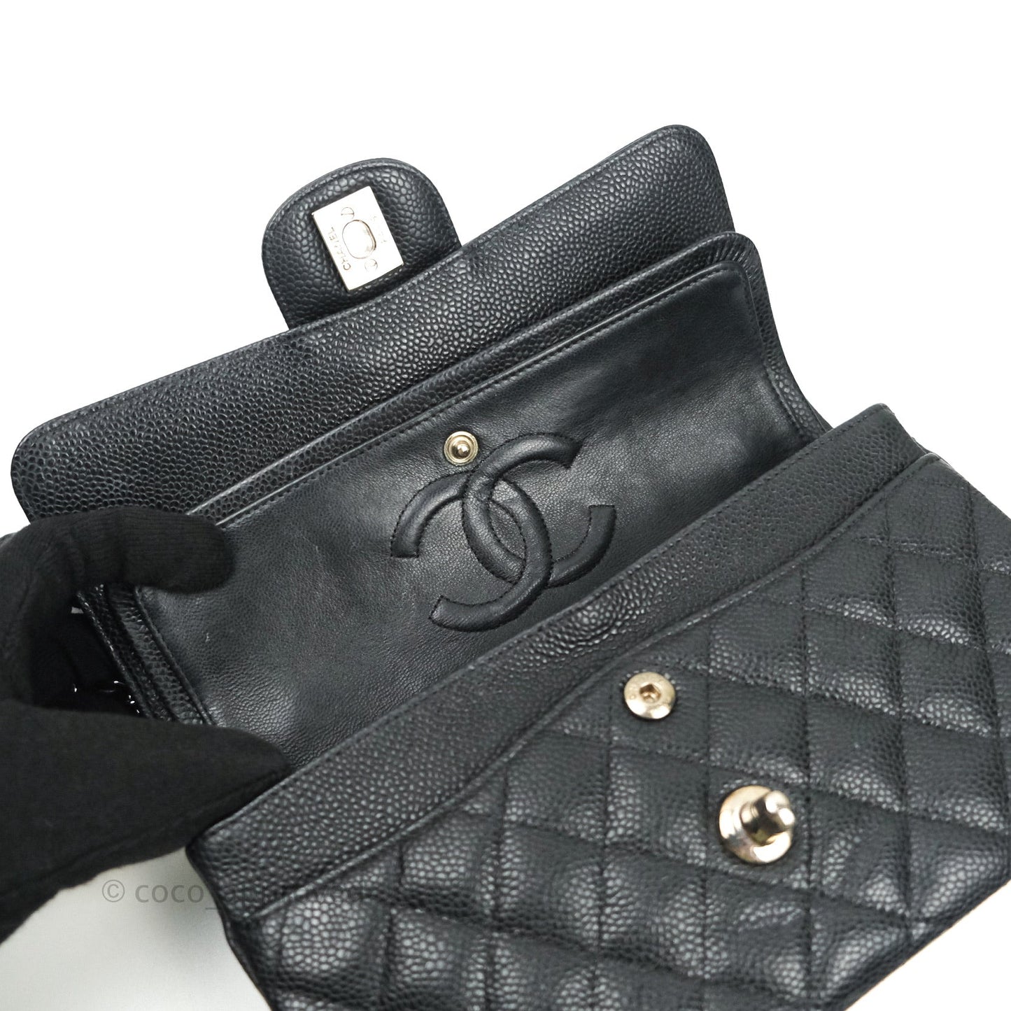 Chanel Classic Small S/M Flap Black Caviar Silver Hardware