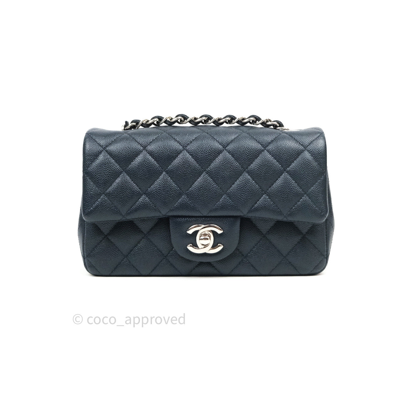 Chanel Quilted Mini Rectangular Navy Caviar Silver Hardware