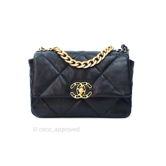 Chanel 19 Small Black Goatskin Mixed Hardware