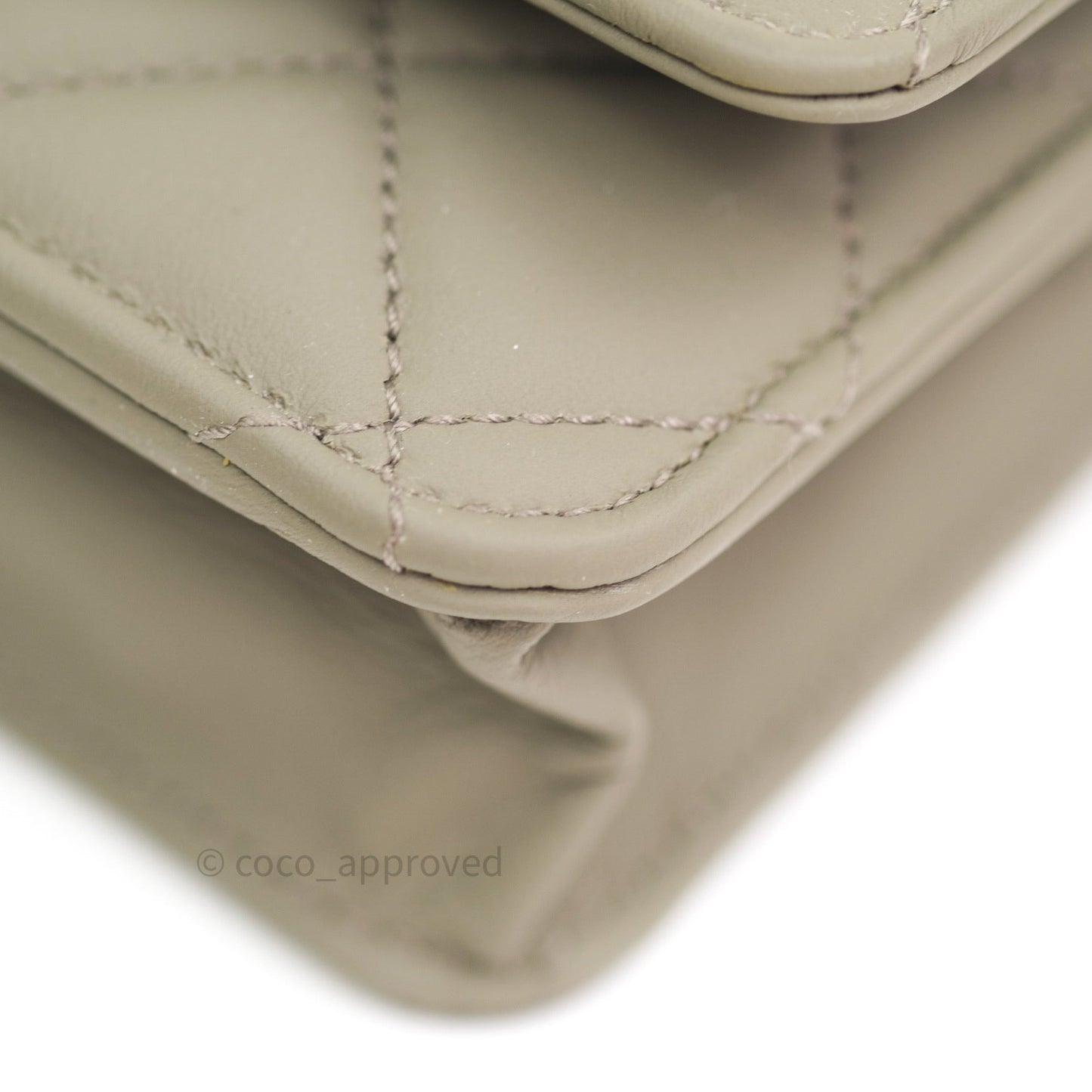 Chanel Quilted Wallet on Chain WOC Grey Calfskin Matte Grey Hardware