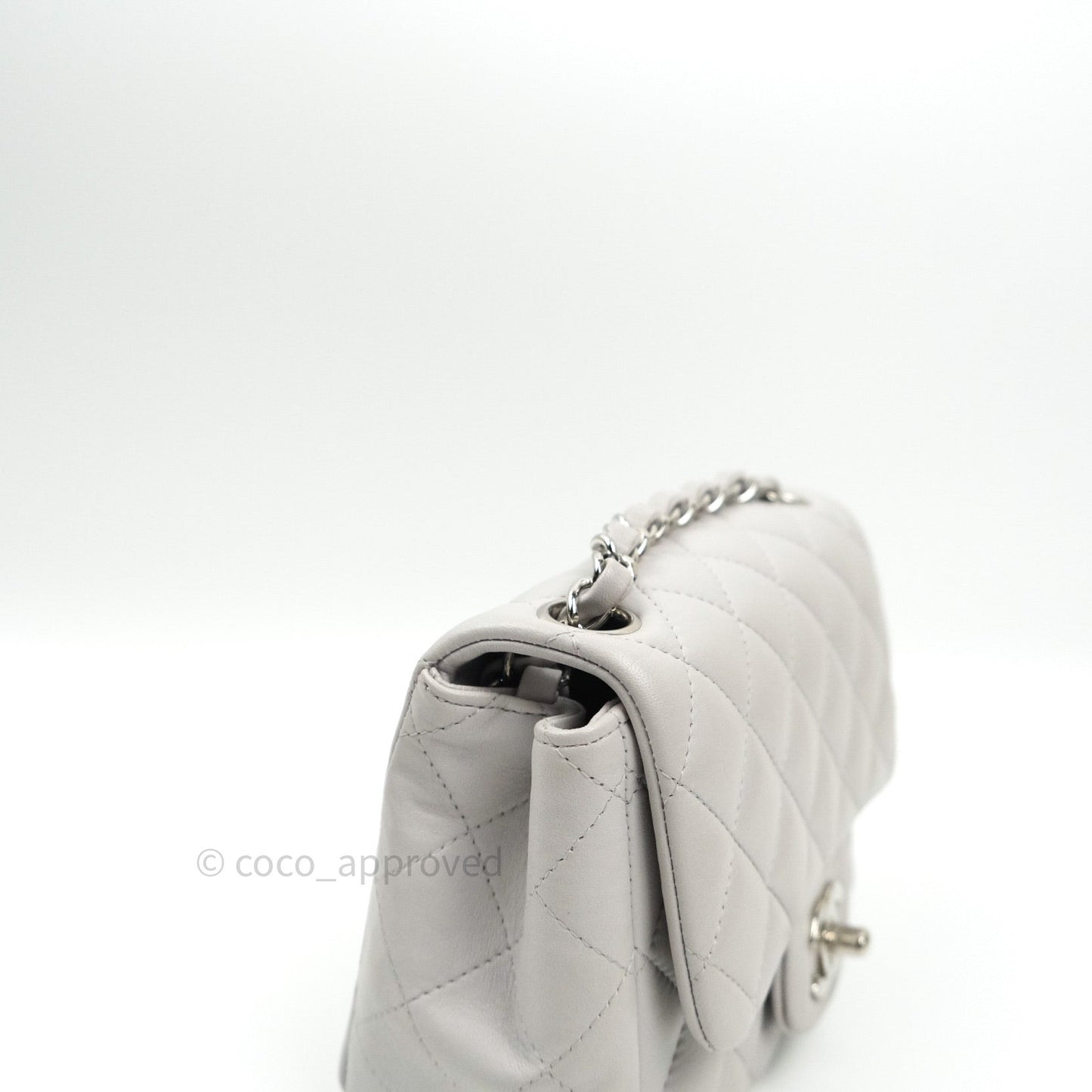 Chanel Mini Square Grey Lambskin Silver Hardware 19B